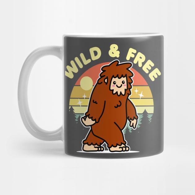 Sasquatch Wild and Free Kawaii Bigfoot by DetourShirts